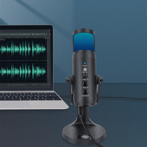 RGB Colorful Breathing Ambience Light USB Condenser Microphone