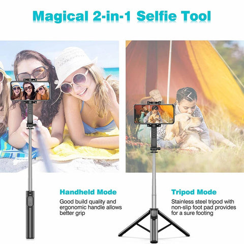 Extendable Selfie Stick Tripod With Wireless Remote Phone Holder Portable Phone Tripod For Group Selfie Live Streaming Video Rec